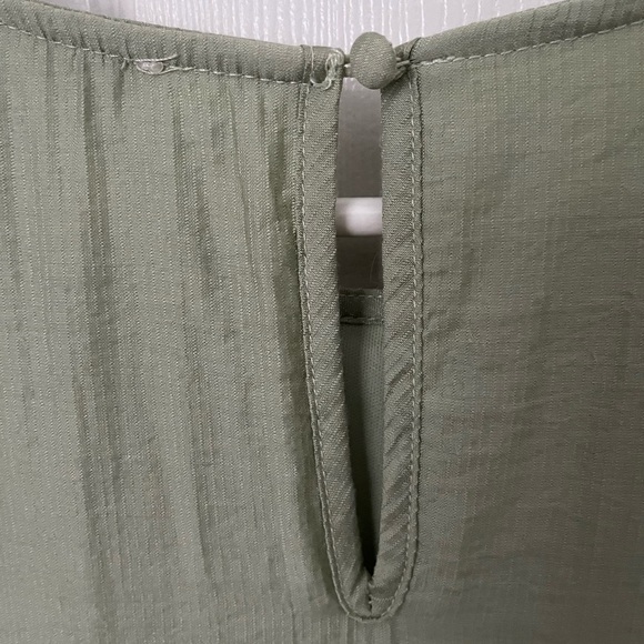 Moon River Bubble Sleeve Tiered Mini Dress in Sage Green, Size Small. - Picture 5 of 7